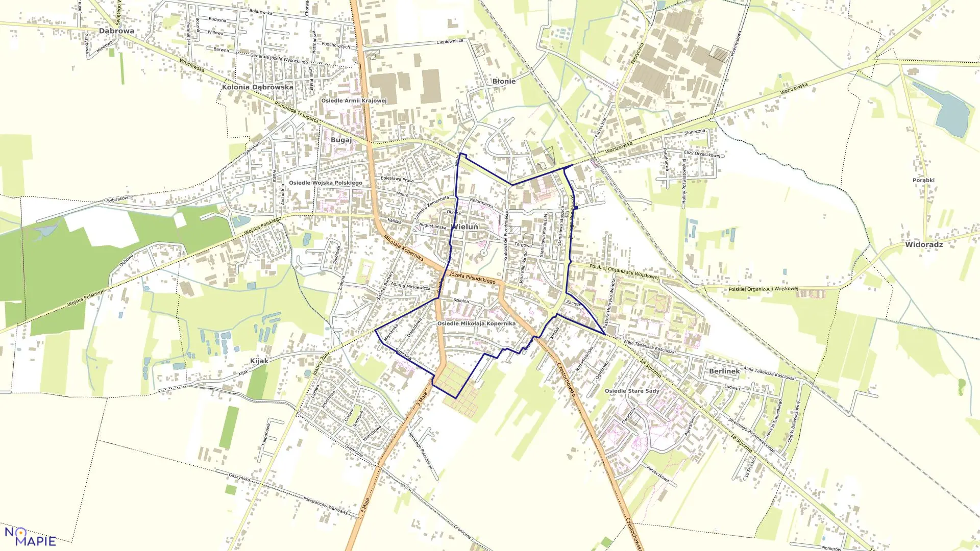 Mapa obrębu OBRĘB 8 w gminie Wieluń